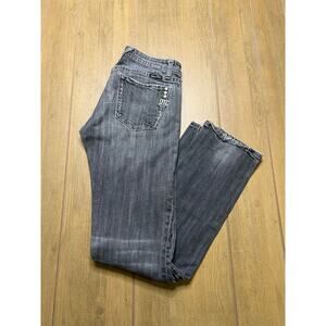 MISS ME SKINNY GRAY JEANS RHINESTONES CRYSTAL WINGS SZ 28 Y2K LOW RISE